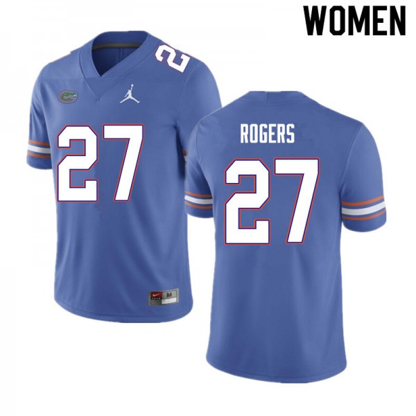 Women #27 Jahari Rogers Florida Gators College Football Jerseys Blue